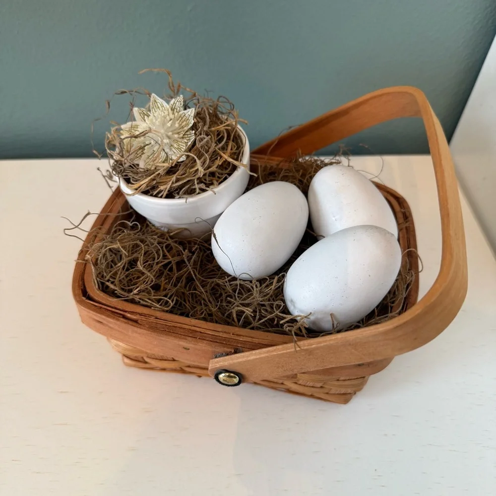 Spring Easter Decor Centerpiece Vignette Neutral Farmhouse Cozy Cottage
